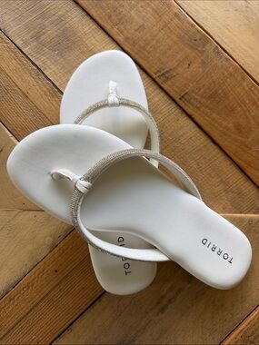 torrid White Bling Strap Flip-Flop Sandals